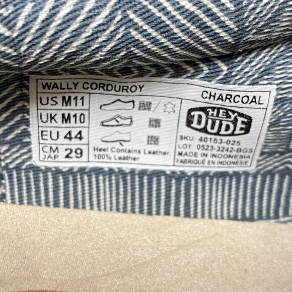 Hey Dude Wally Corduroy Charcoal NEW main image 9